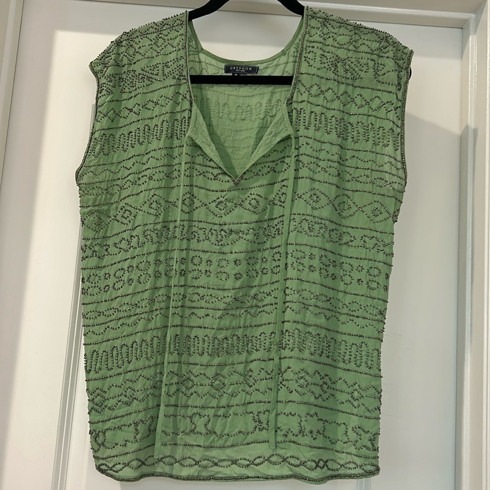 Gryphon beaded silk top